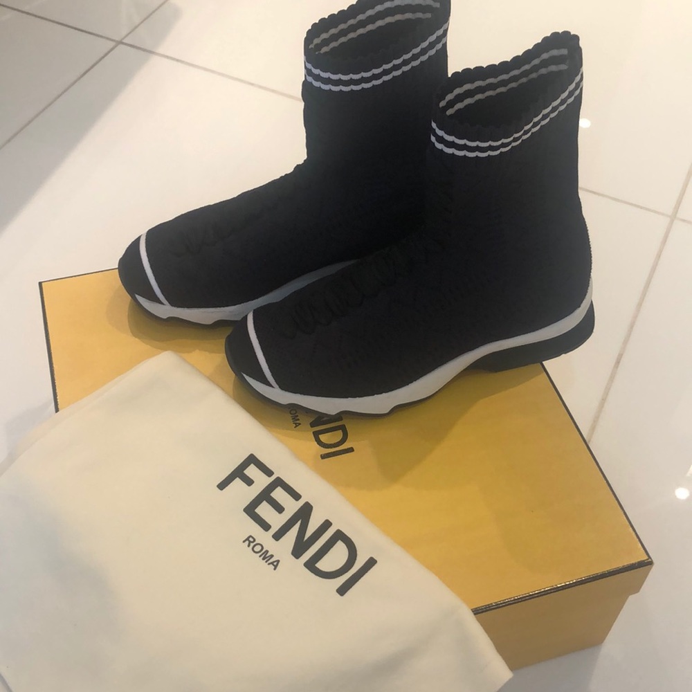 Black and white Fendy sock sneakers
